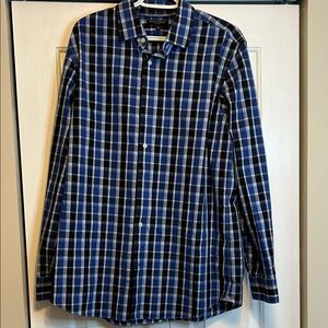 Banana Republic Navy, Black and White Plaid Shirt Camden Fit